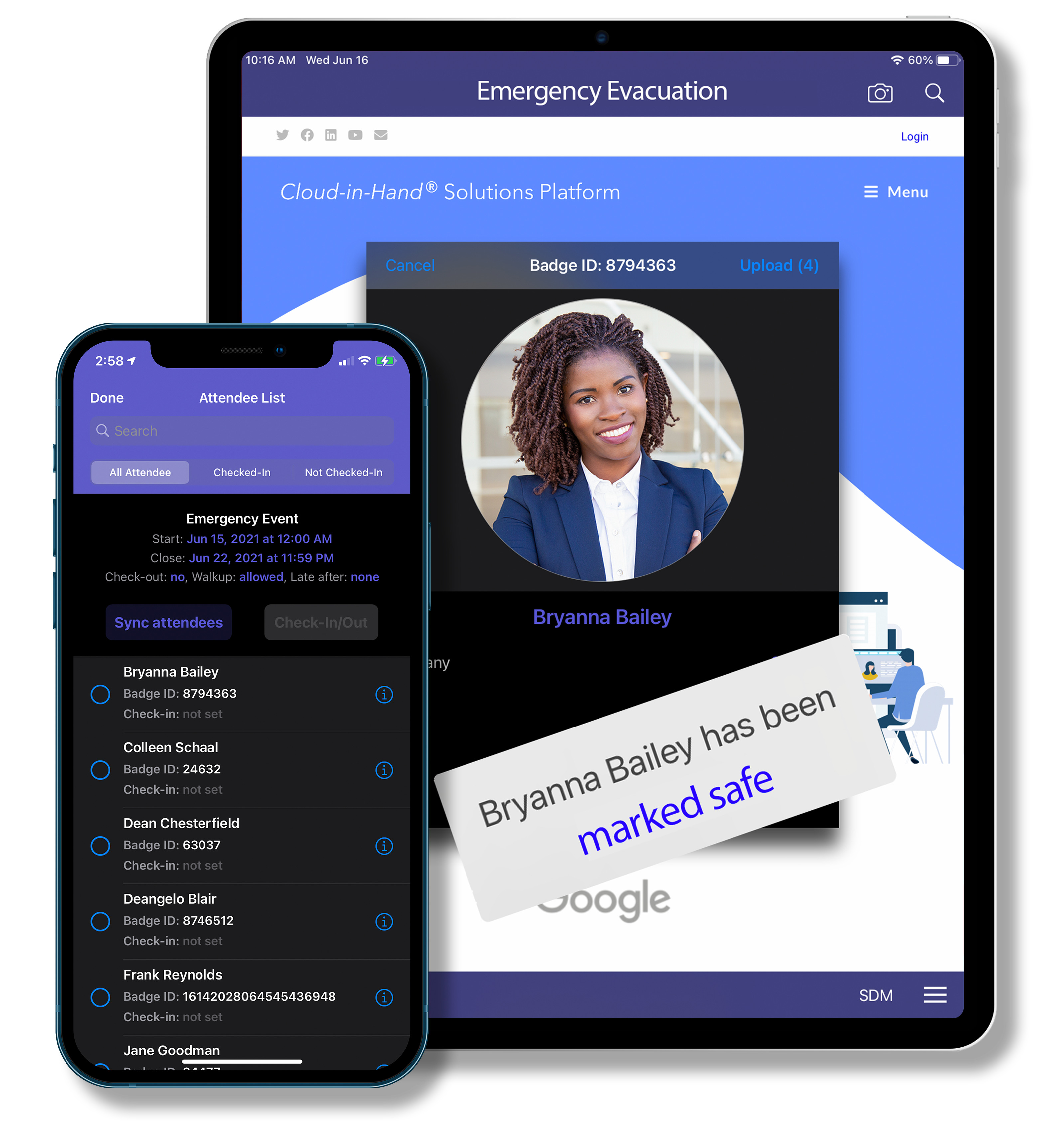 Cloud-in-Hand - Check-in Screens for Emergency iPad iPhone