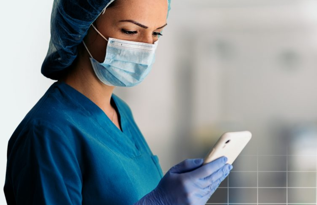 Healthcare professional using iPhone for Medical Device Inventory Management