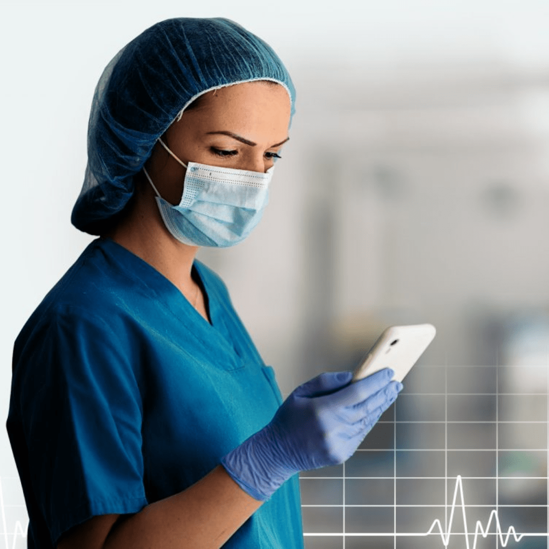 Healthcare professional using iPhone for Medical Device Inventory Management