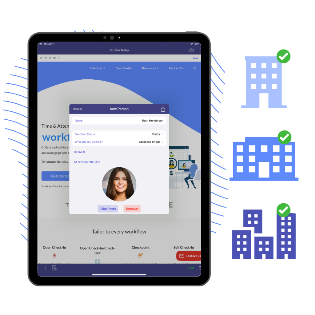 A time and attendance software used on a tablet