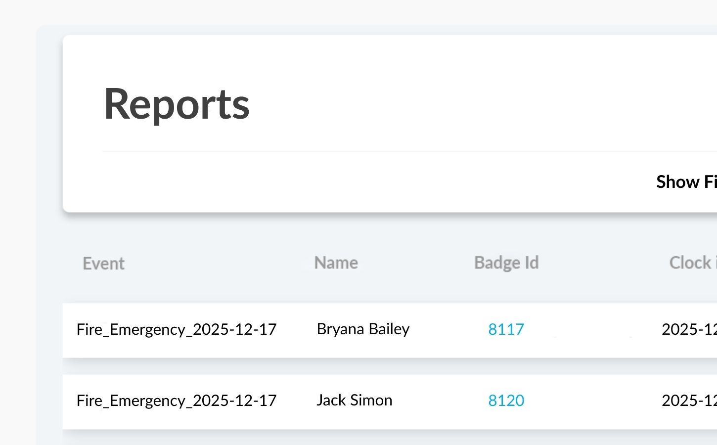 Reports screenshot for Stratus-io Emergency Management Software