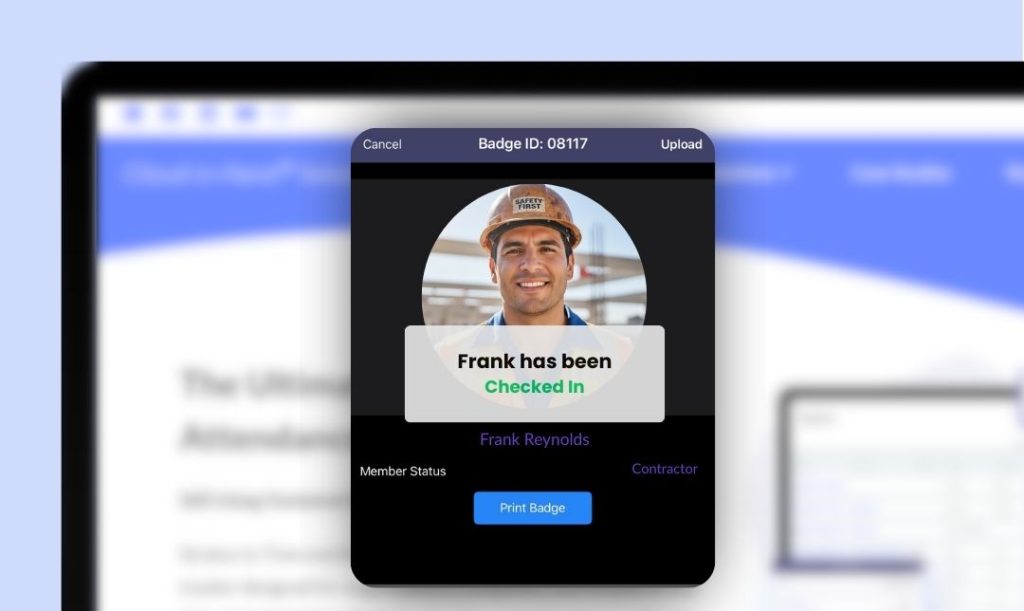 A construction worker checking in using a construction attendance app