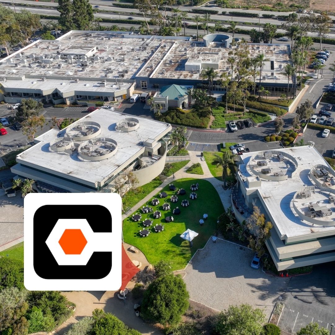 Aerial view of Procore campus illustrating campus shuttle ridership tracking case study