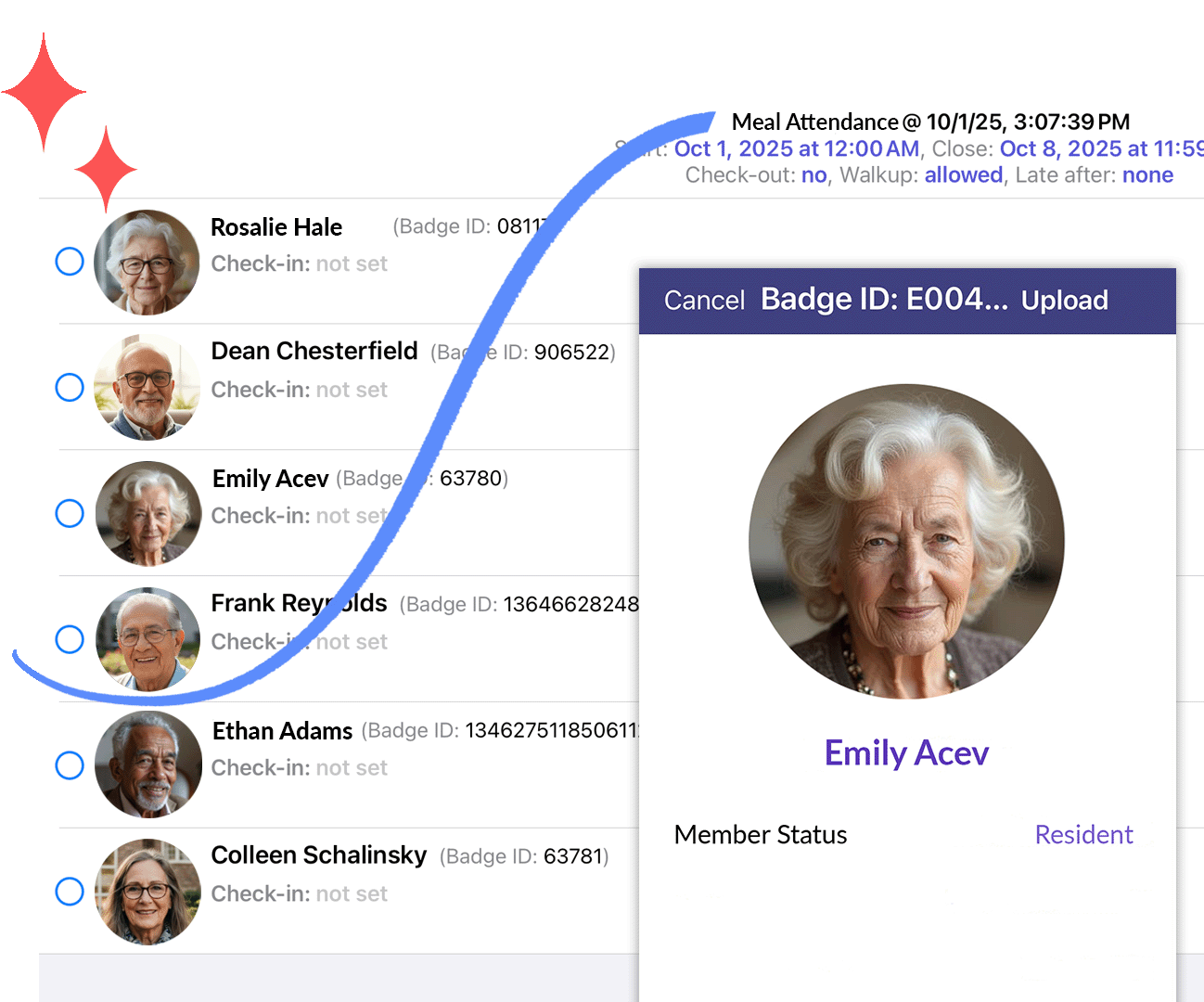 a graphic display of stratus-io assisted living meal attendance tracking