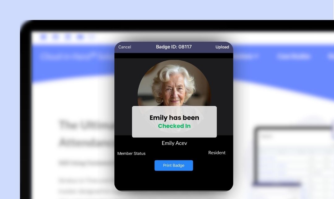 A senior checking in used Stratus-io Assisted Living Meal Attendance Tracking System