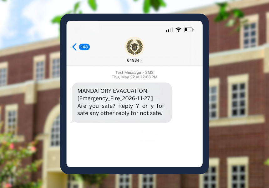 Screenshot of SMS feature using Stratus-io School Safety Software System